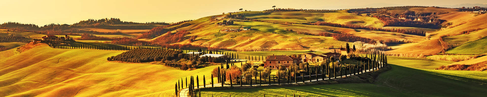 De uitgestrekte velden in Toscane, Italië